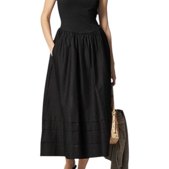 J. Crew Dresses & Skirts - NWT J. Crew Petite Drop Waist Mixy Dress Black Size MP Midi Dress